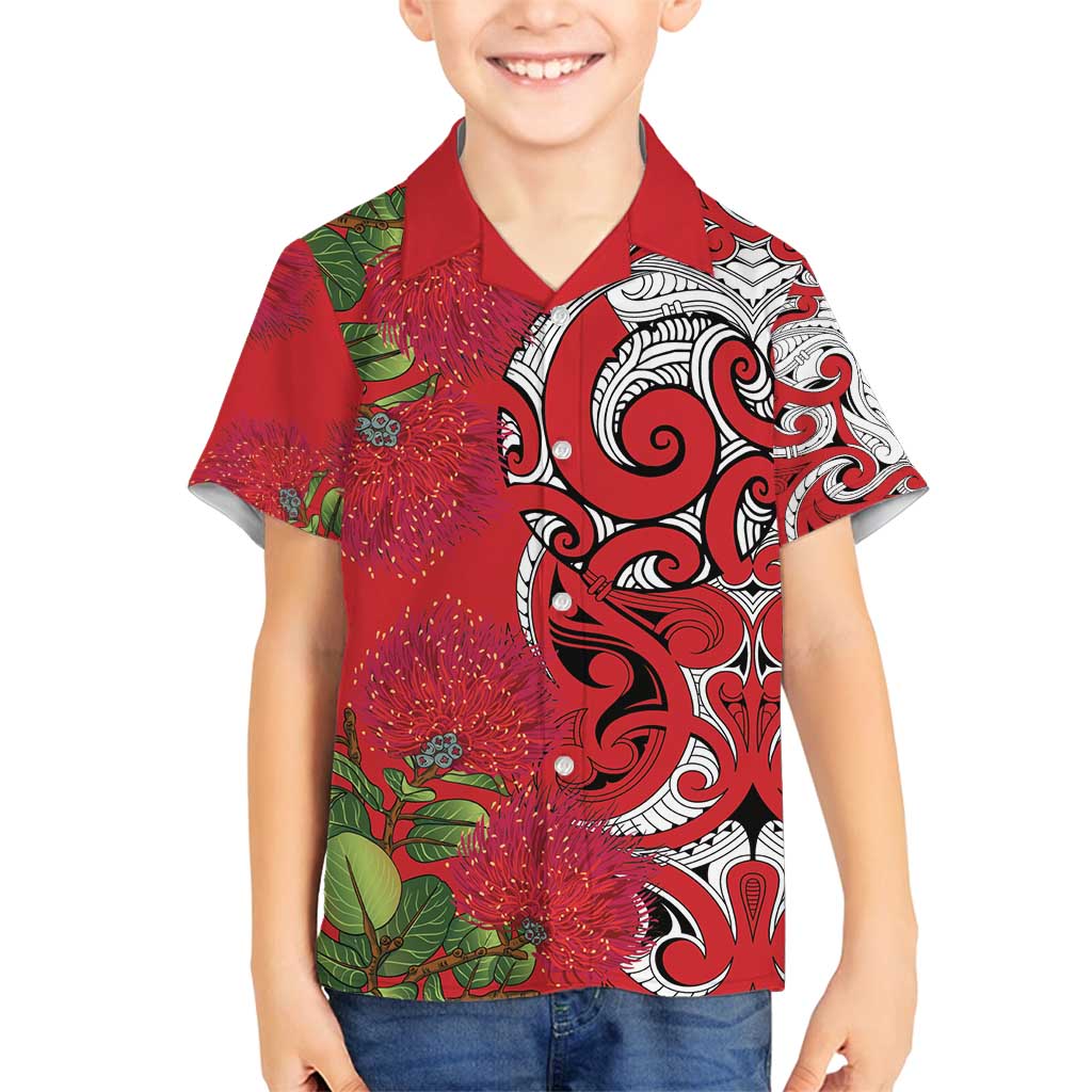 Personalised New Zealand Koru Pohutukawa Family Matching Puletasi and Hawaiian Shirt Meri Kirihimete Aroha for Christmas - Polynesian Pride