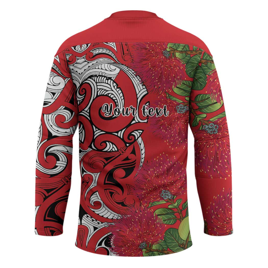 Personalised New Zealand Koru Pohutukawa Hockey Jersey Meri Kirihimete Aroha for Christmas - Polynesian Pride