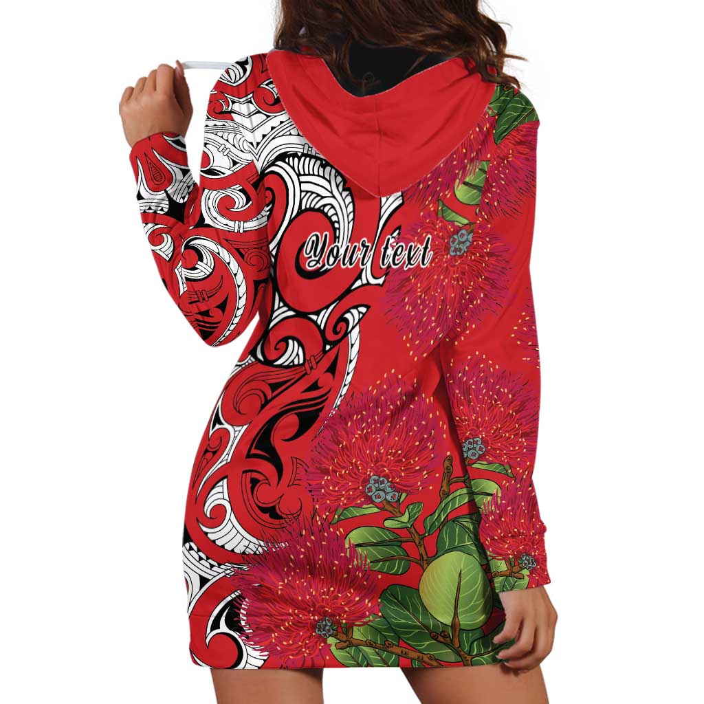 Personalised New Zealand Koru Pohutukawa Hoodie Dress Meri Kirihimete Aroha for Christmas - Polynesian Pride
