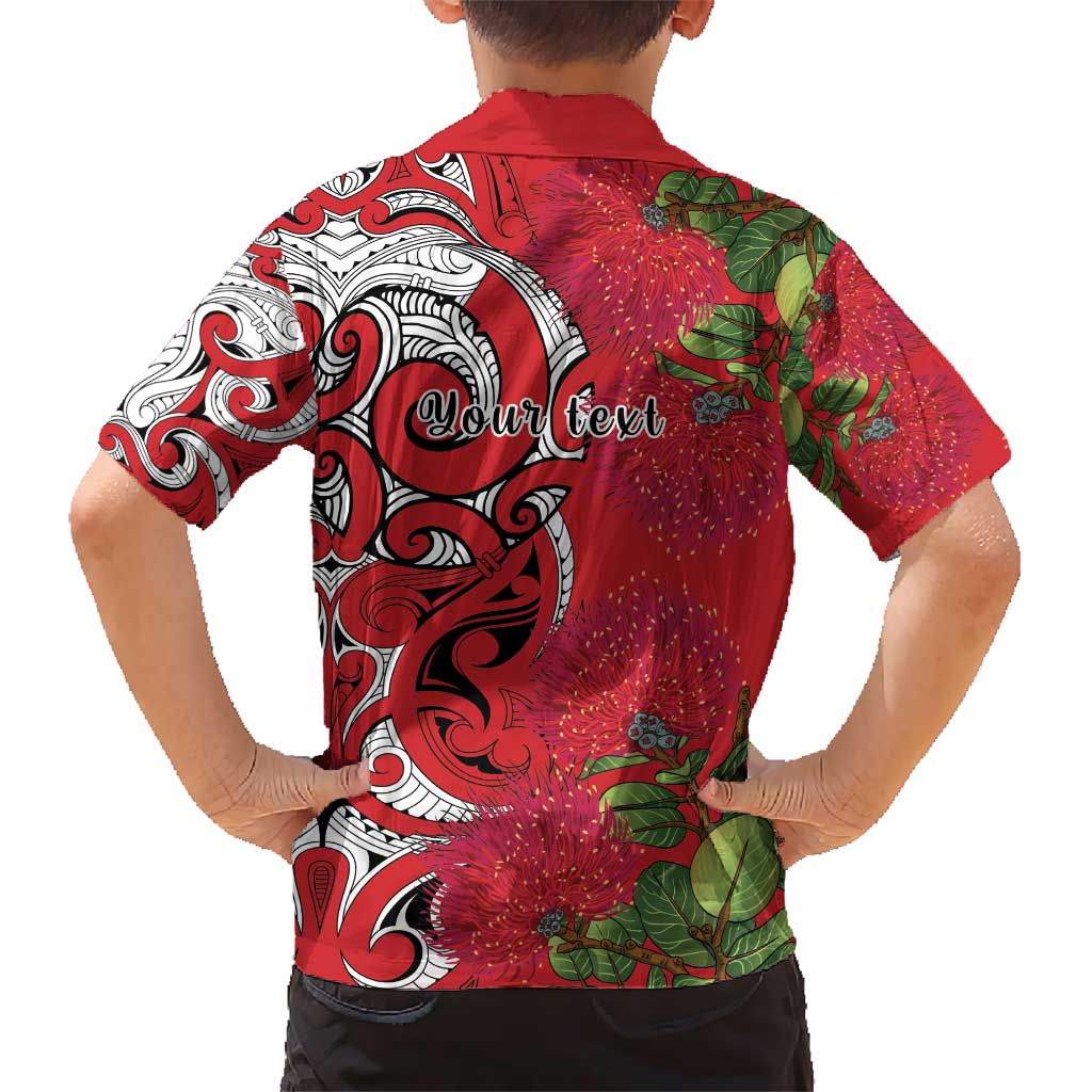 Personalised New Zealand Koru Pohutukawa Kid Hawaiian Shirt Meri Kirihimete Aroha for Christmas - Polynesian Pride