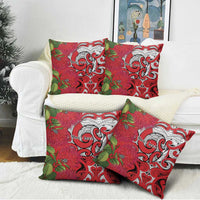 Personalised New Zealand Koru Pohutukawa Pillow Cover Meri Kirihimete Aroha for Christmas - Polynesian Pride