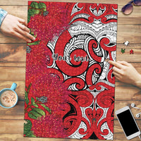 Personalised New Zealand Koru Pohutukawa Puzzle Meri Kirihimete Aroha for Christmas - Polynesian Pride