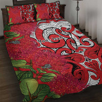 Personalised New Zealand Koru Pohutukawa Quilt Bed Set Meri Kirihimete Aroha for Christmas - Polynesian Pride