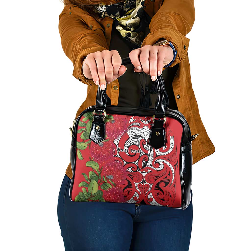 Personalised New Zealand Koru Pohutukawa Shoulder Handbag Meri Kirihimete Aroha for Christmas - Polynesian Pride