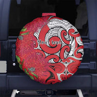 Personalised New Zealand Koru Pohutukawa Spare Tire Cover Meri Kirihimete Aroha for Christmas - Polynesian Pride