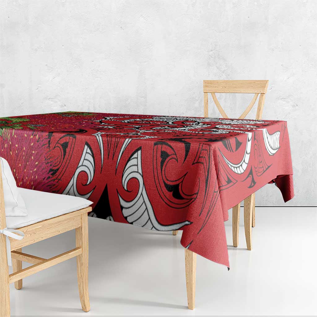 Personalised New Zealand Koru Pohutukawa Tablecloth Meri Kirihimete Aroha for Christmas - Polynesian Pride