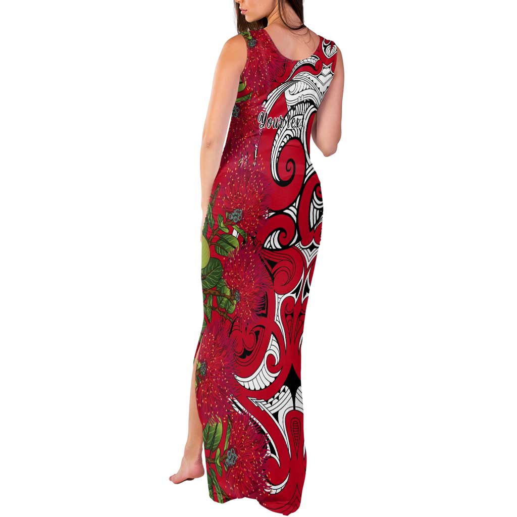 Personalised New Zealand Koru Pohutukawa Tank Maxi Dress Meri Kirihimete Aroha for Christmas - Polynesian Pride