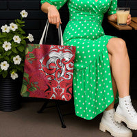 Personalised New Zealand Koru Pohutukawa Tote Bag Meri Kirihimete Aroha for Christmas - Polynesian Pride