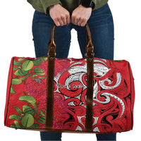 Personalised New Zealand Koru Pohutukawa Travel Bag Meri Kirihimete Aroha for Christmas - Polynesian Pride