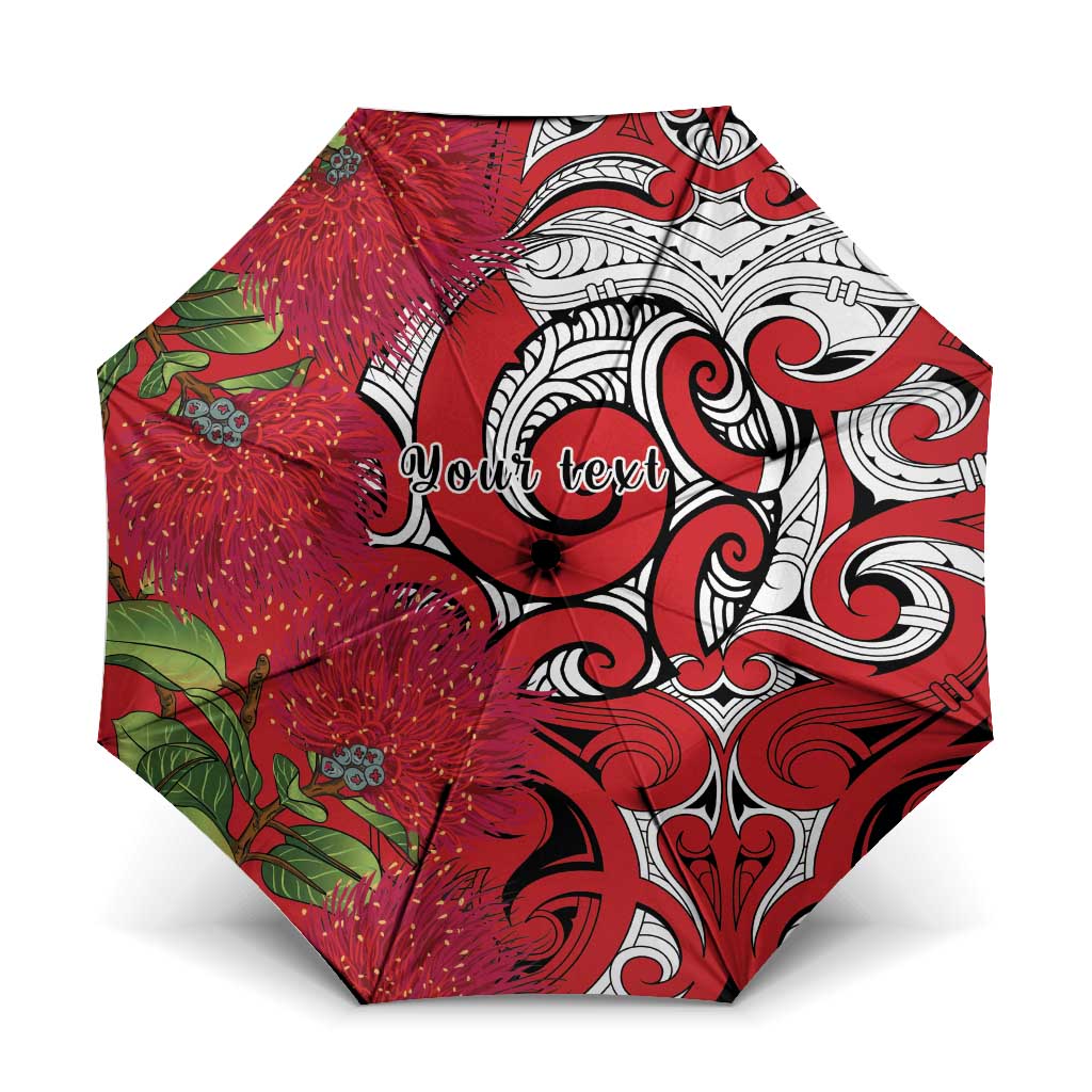 Personalised New Zealand Koru Pohutukawa Umbrella Meri Kirihimete Aroha for Christmas - Polynesian Pride
