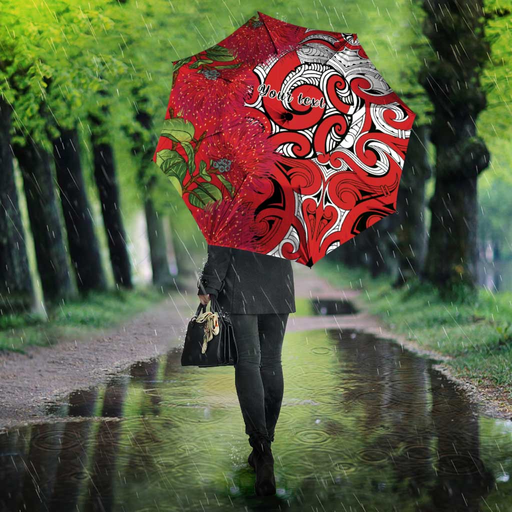 Personalised New Zealand Koru Pohutukawa Umbrella Meri Kirihimete Aroha for Christmas - Polynesian Pride