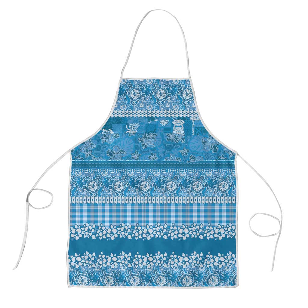 Hawaiian Hibiscus Honu Apron Blue Mele Kalikimaka Palaka Spirit - Polynesian Pride