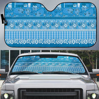 Hawaiian Hibiscus Honu Auto Sun Shade Blue Mele Kalikimaka Palaka Spirit - Polynesian Pride