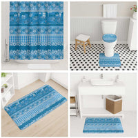 Hawaiian Hibiscus Honu Bathroom Set Blue Mele Kalikimaka Palaka Spirit - Polynesian Pride