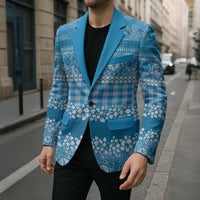 Hawaiian Hibiscus Honu Blazer Blue Mele Kalikimaka Palaka Spirit - Polynesian Pride