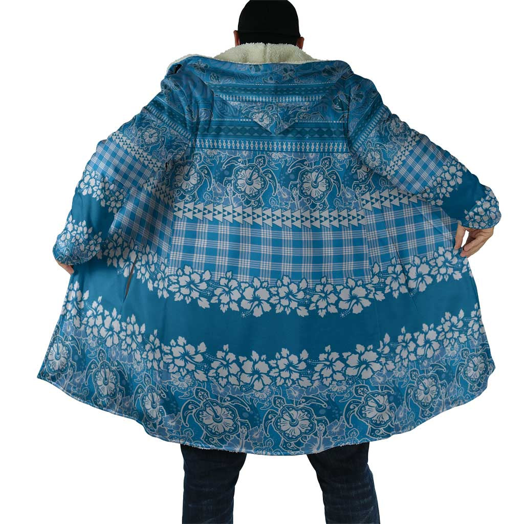 Hawaiian Hibiscus Honu Cloak Blue Mele Kalikimaka Palaka Spirit - Polynesian Pride