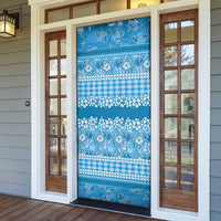 Hawaiian Hibiscus Honu Door Cover Blue Mele Kalikimaka Palaka Spirit - Polynesian Pride