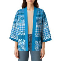 Hawaiian Hibiscus Honu Kimono Blue Mele Kalikimaka Palaka Spirit - Polynesian Pride