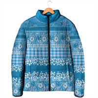 Hawaiian Hibiscus Honu Padded Jacket Blue Mele Kalikimaka Palaka Spirit - Polynesian Pride