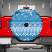 Hawaiian Hibiscus Honu Spare Tire Cover Blue Mele Kalikimaka Palaka Spirit - Polynesian Pride