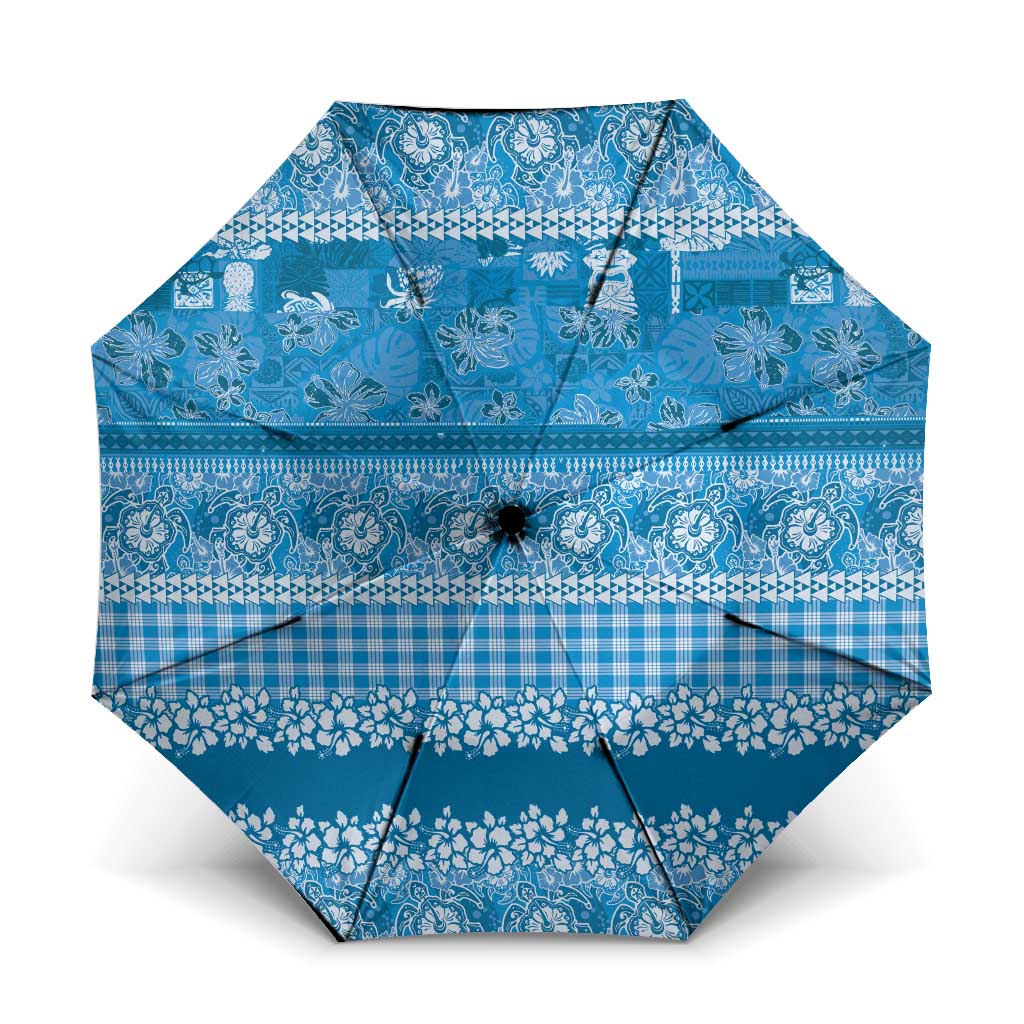 Hawaiian Hibiscus Honu Umbrella Blue Mele Kalikimaka Palaka Spirit - Polynesian Pride