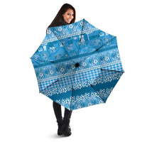 Hawaiian Hibiscus Honu Umbrella Blue Mele Kalikimaka Palaka Spirit - Polynesian Pride