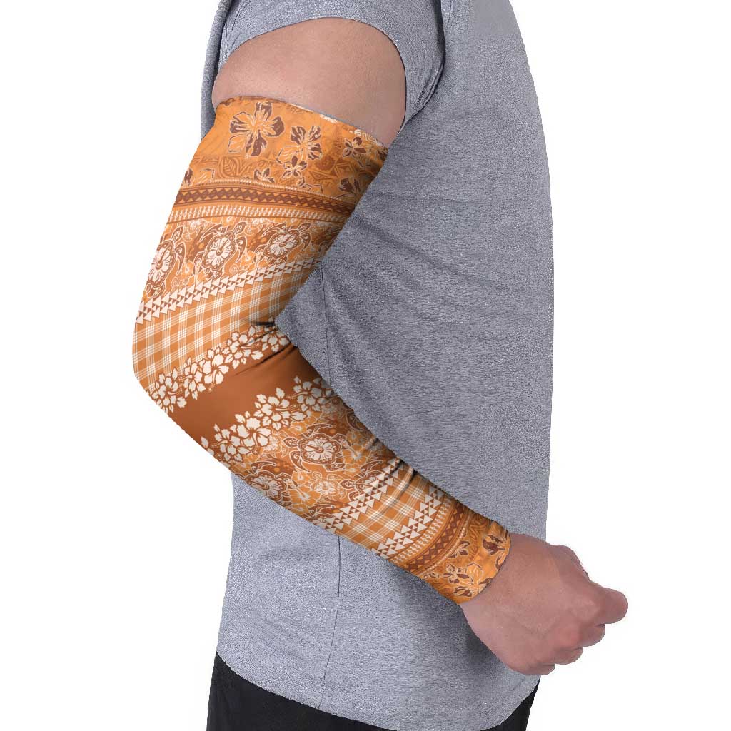 Hawaiian Hibiscus Honu Arm Sleeves Gold Mele Kalikimaka Palaka Spirit - Polynesian Pride