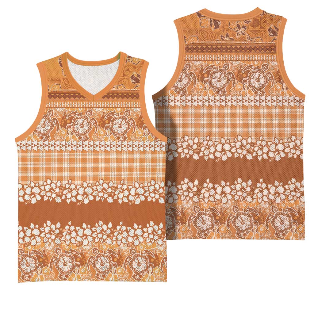 Hawaiian Hibiscus Honu Basketball Jersey Gold Mele Kalikimaka Palaka Spirit - Polynesian Pride