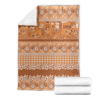 Hawaiian Hibiscus Honu Blanket Gold Mele Kalikimaka Palaka Spirit - Polynesian Pride