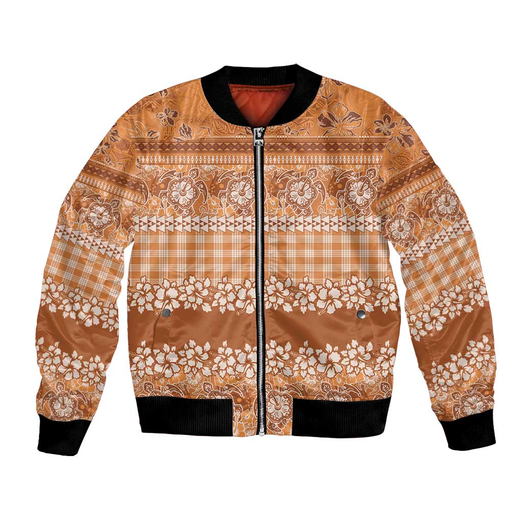 Hawaiian Hibiscus Honu Bomber Jacket Gold Mele Kalikimaka Palaka Spirit - Polynesian Pride