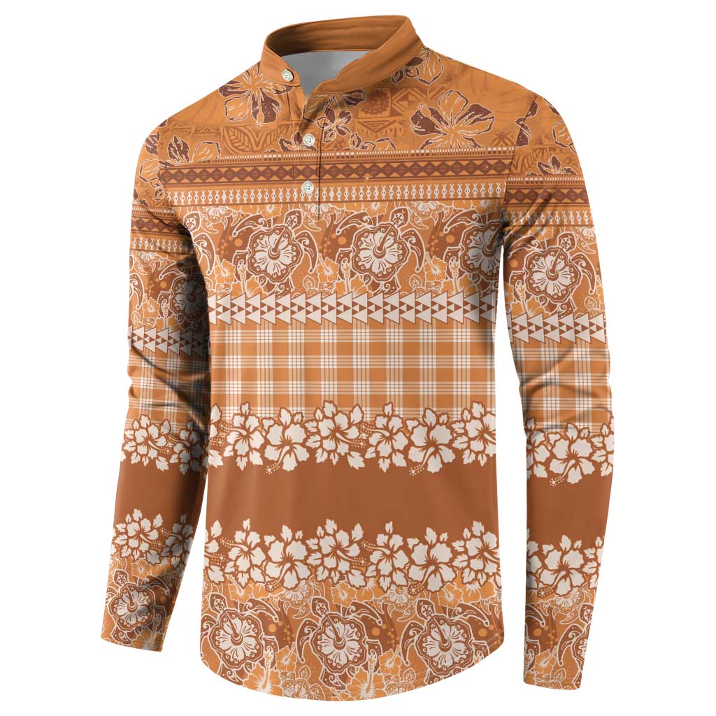 Hawaiian Hibiscus Honu Button Sweatshirt Gold Mele Kalikimaka Palaka Spirit - Polynesian Pride