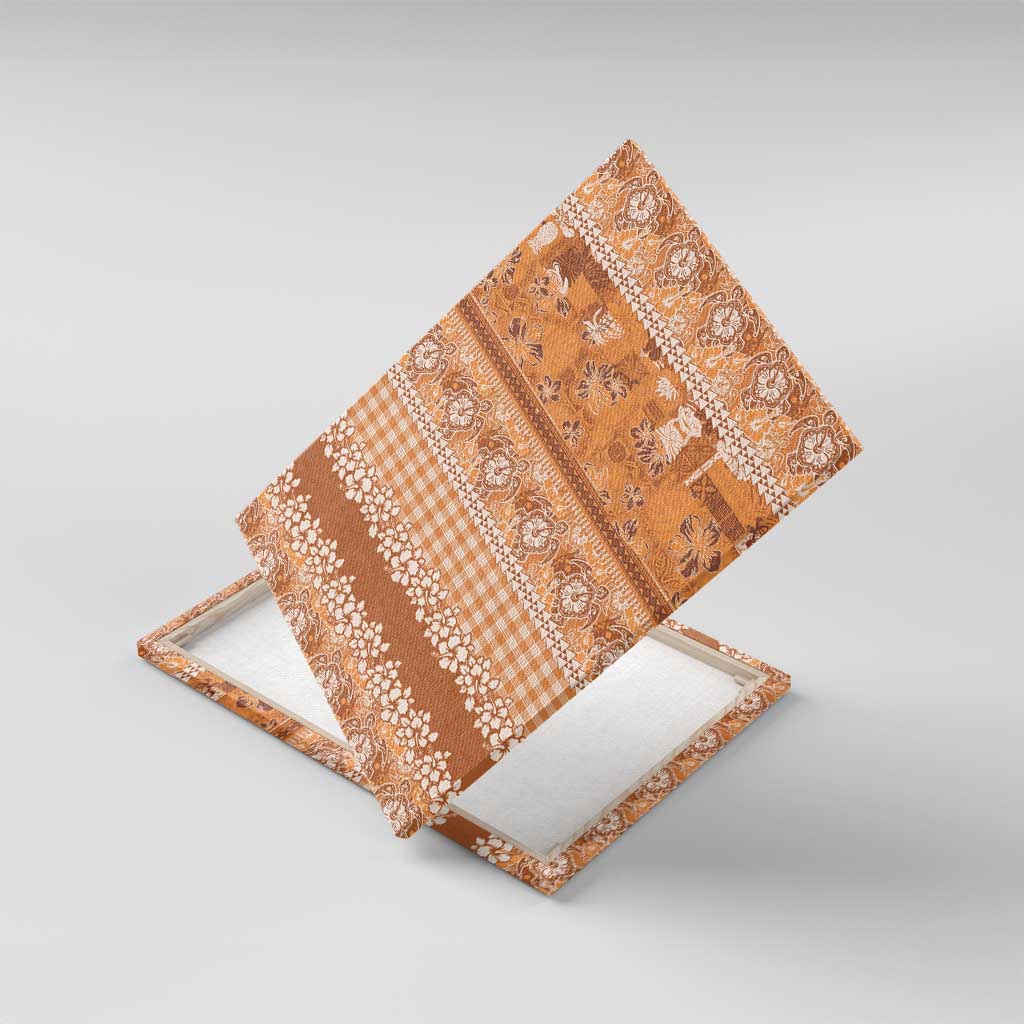 Hawaiian Hibiscus Honu Canvas Wall Art Gold Mele Kalikimaka Palaka Spirit - Polynesian Pride