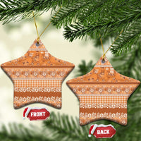 Hawaiian Hibiscus Honu Ceramic Ornament Gold Mele Kalikimaka Palaka Spirit - Polynesian Pride