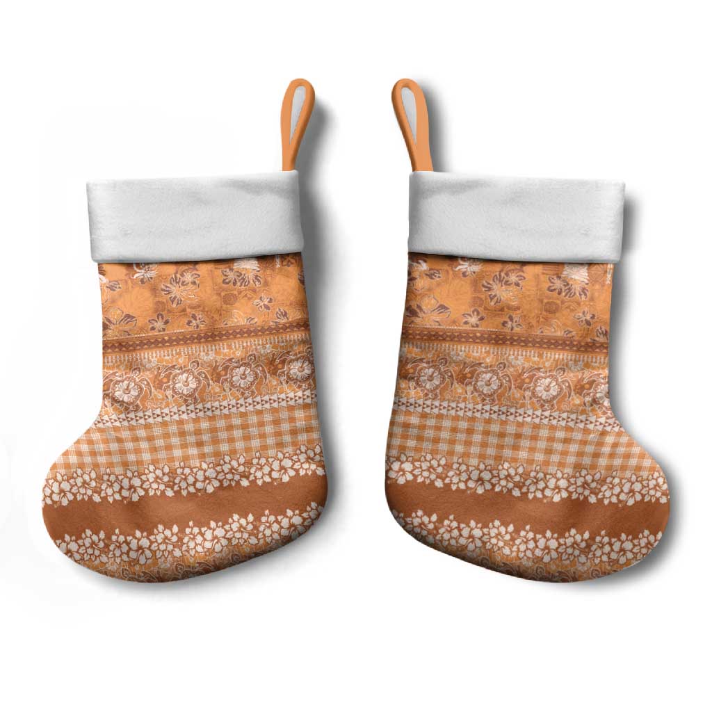 Hawaiian Hibiscus Honu Christmas Stocking Gold Mele Kalikimaka Palaka Spirit - Polynesian Pride