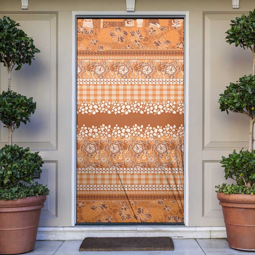 Hawaiian Hibiscus Honu Door Cover Gold Mele Kalikimaka Palaka Spirit - Polynesian Pride
