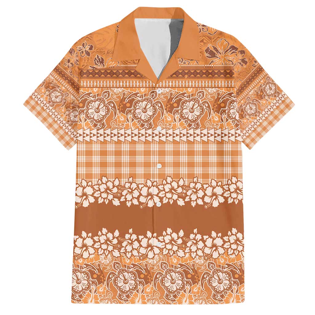 Hawaiian Hibiscus Honu Hawaiian Shirt Gold Mele Kalikimaka Palaka Spirit - Polynesian Pride