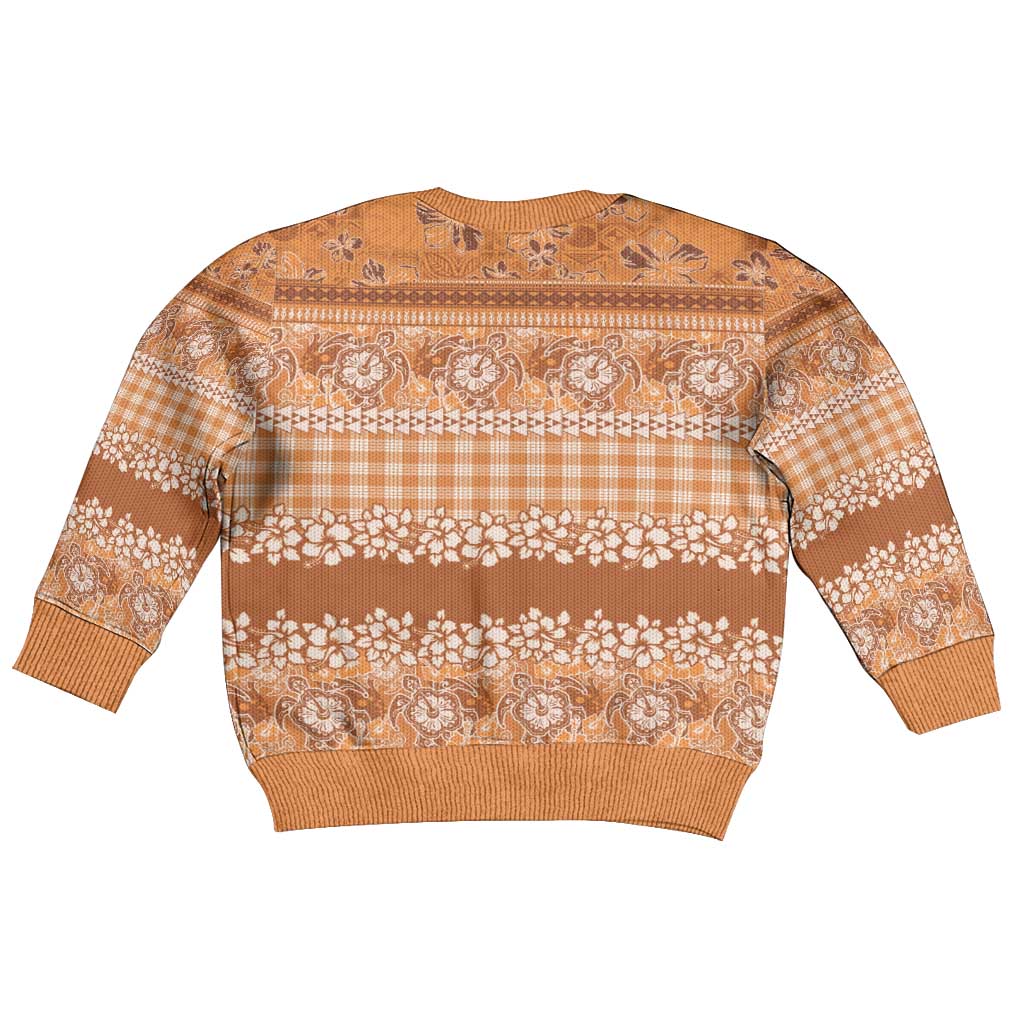 Hawaiian Hibiscus Honu Kid Ugly Christmas Sweater Gold Mele Kalikimaka Palaka Spirit - Polynesian Pride