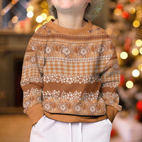 Hawaiian Hibiscus Honu Kid Ugly Christmas Sweater Gold Mele Kalikimaka Palaka Spirit - Polynesian Pride