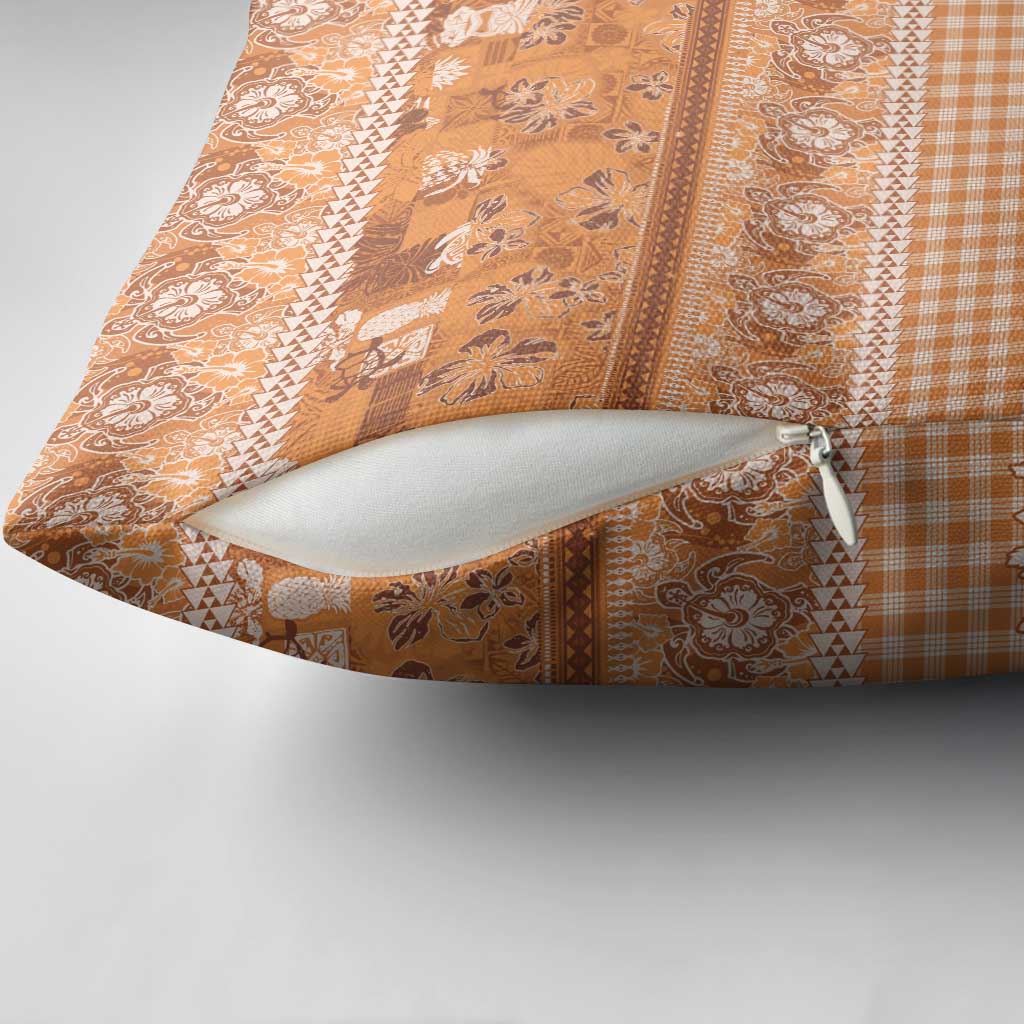 Hawaiian Hibiscus Honu Pillow Cover Gold Mele Kalikimaka Palaka Spirit - Polynesian Pride