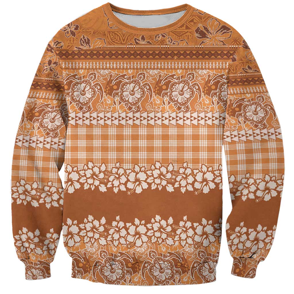 Hawaiian Hibiscus Honu Sweatshirt Gold Mele Kalikimaka Palaka Spirit - Polynesian Pride