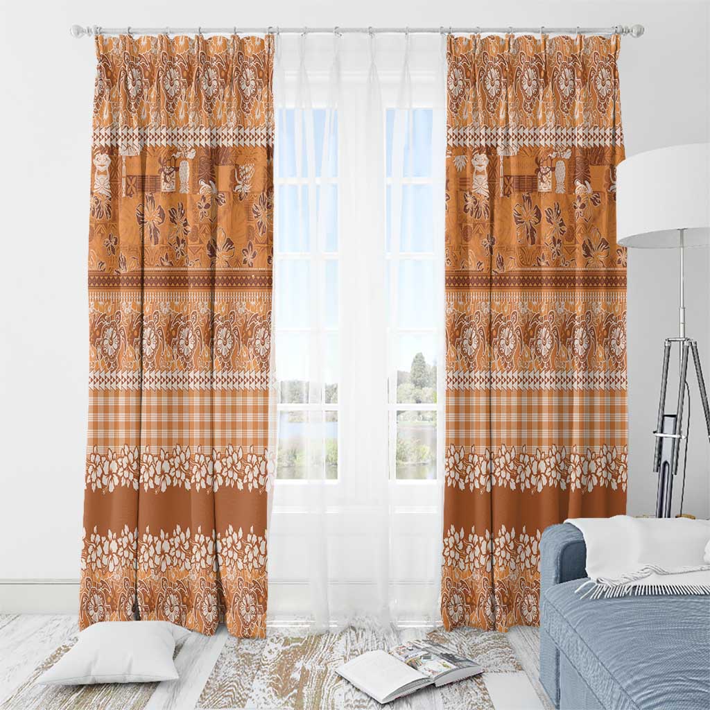 Hawaiian Hibiscus Honu Window Curtain Gold Mele Kalikimaka Palaka Spirit - Polynesian Pride