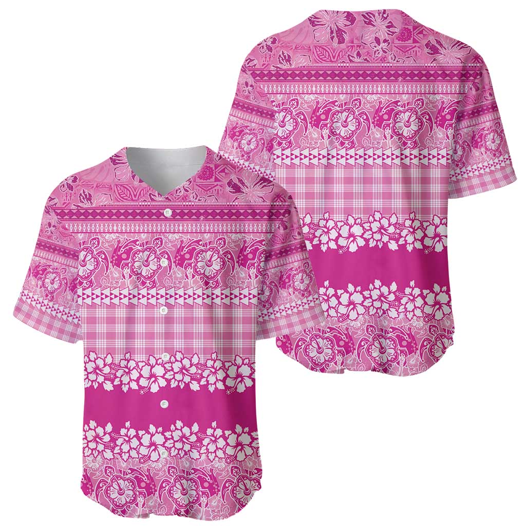 Hawaiian Hibiscus Honu Baseball Jersey Pink Mele Kalikimaka Palaka Spirit - Polynesian Pride