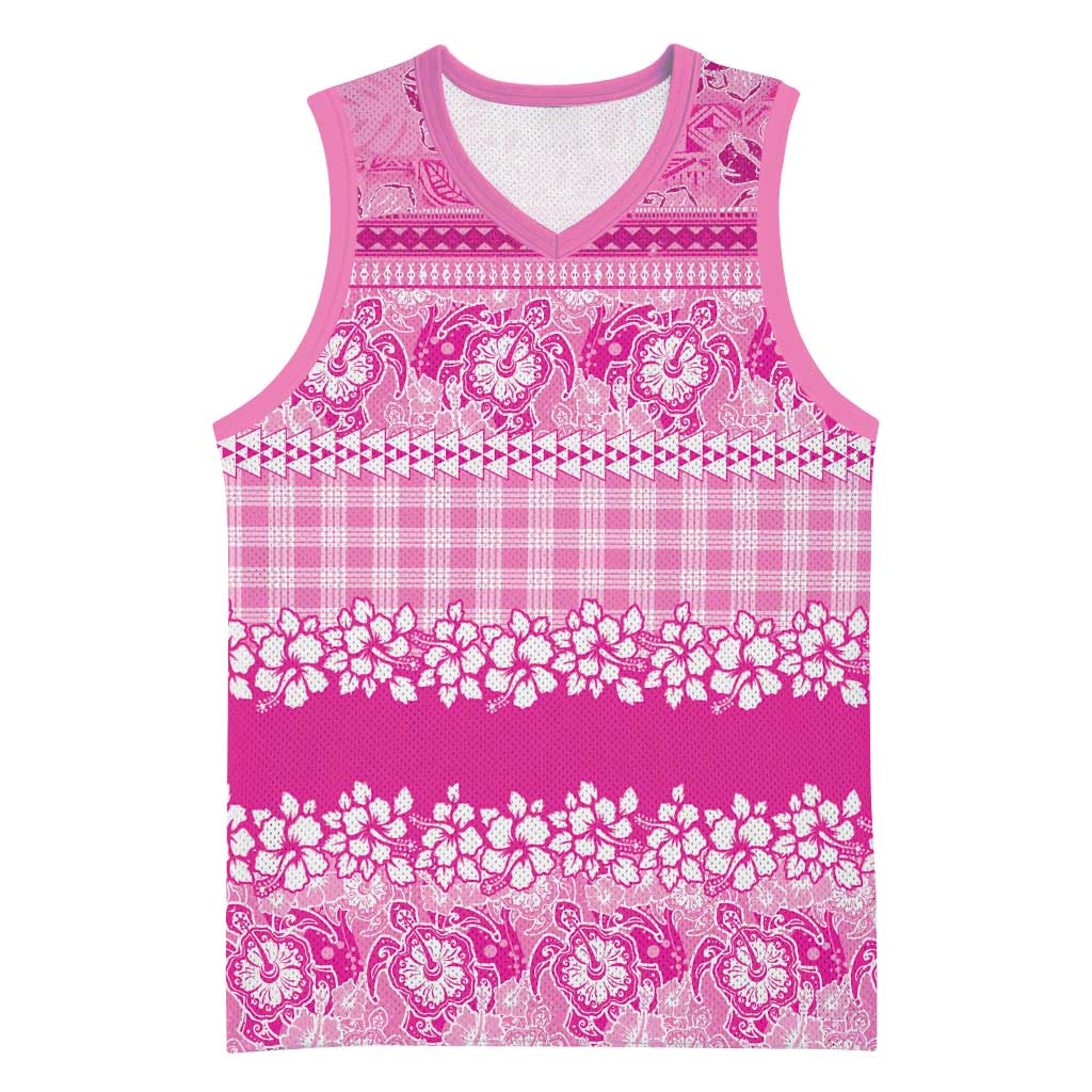 Hawaiian Hibiscus Honu Basketball Jersey Pink Mele Kalikimaka Palaka Spirit - Polynesian Pride