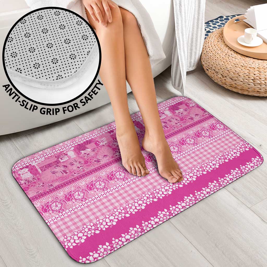 Hawaiian Hibiscus Honu Bathroom Set Pink Mele Kalikimaka Palaka Spirit - Polynesian Pride
