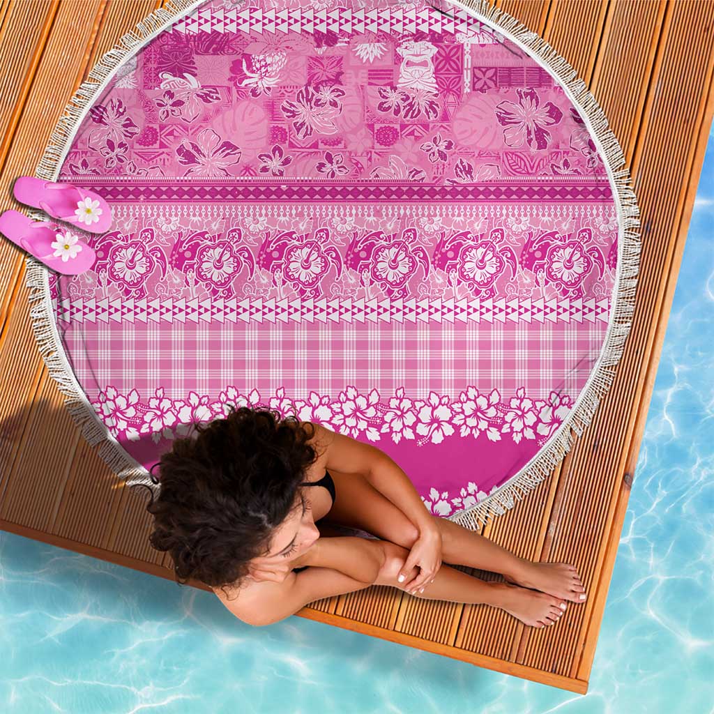 Hawaiian Hibiscus Honu Beach Blanket Pink Mele Kalikimaka Palaka Spirit - Polynesian Pride