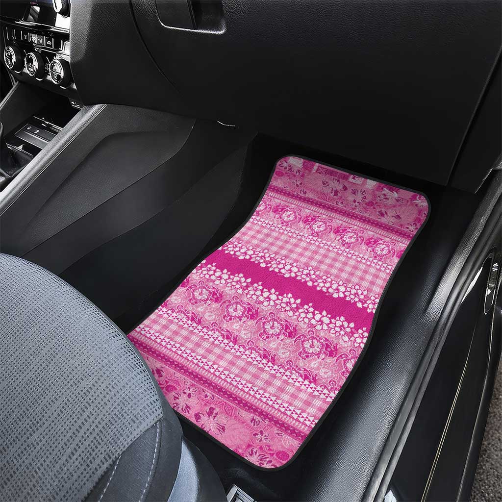 Hawaiian Hibiscus Honu Car Mats Pink Mele Kalikimaka Palaka Spirit - Polynesian Pride