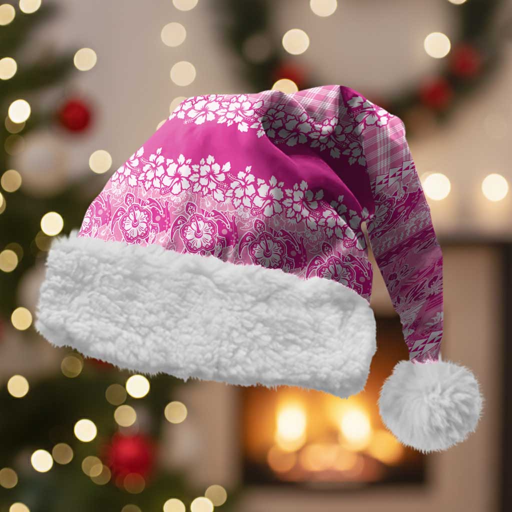 Hawaiian Hibiscus Honu Christmas Santa Hat Pink Mele Kalikimaka Palaka Spirit - Polynesian Pride