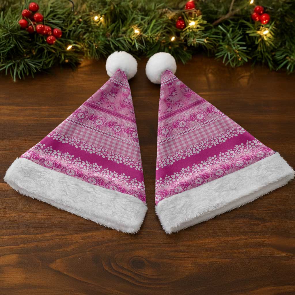 Hawaiian Hibiscus Honu Christmas Santa Hat Pink Mele Kalikimaka Palaka Spirit - Polynesian Pride