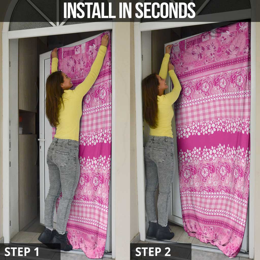 Hawaiian Hibiscus Honu Door Cover Pink Mele Kalikimaka Palaka Spirit - Polynesian Pride
