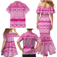 Hawaiian Hibiscus Honu Family Matching Mermaid Dress and Hawaiian Shirt Pink Mele Kalikimaka Palaka Spirit - Polynesian Pride